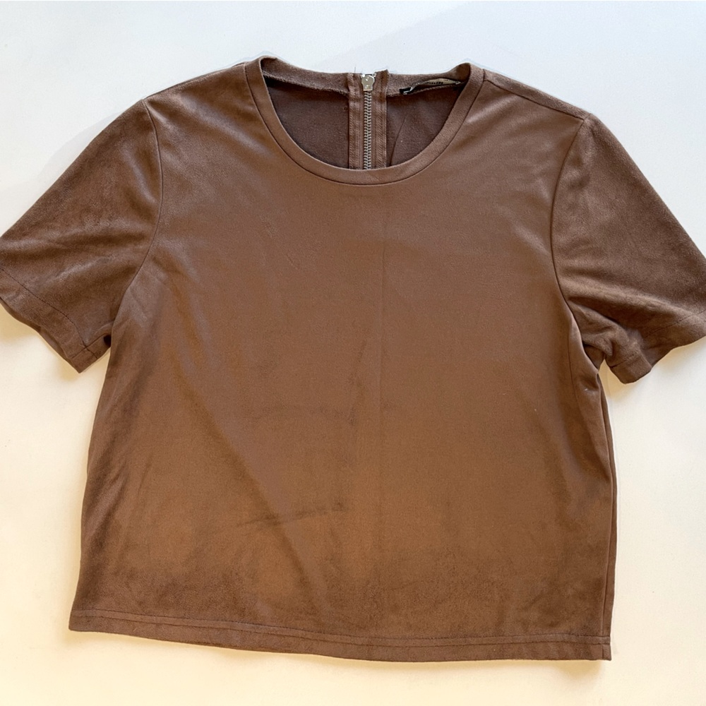 Zara Faux Suede Boxy Top
